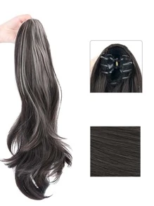 中等小波浪馬尾合成纖維接髮帶爪 - 彩色 - 查看 4