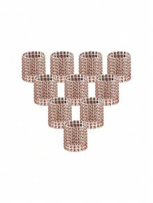 5 piezas/set 13X4 CM anillo de servilleta de plástico, anillo de soporte de servilleta de decoración de diamantes de imitación moderno para fiesta - Champán - Ver 1