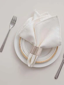 5 piezas/set 13X4 CM anillo de servilleta de plástico, anillo de soporte de servilleta de decoración de diamantes de imitación moderno para fiesta - Champán - Ver 2