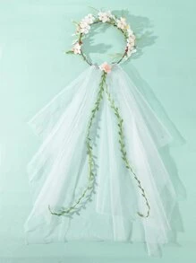 1 cái Mạng Che Mặt Cô Dâu Thời Trang Trang Trí Hoa Cho Nữ, Cho Tiệc Cưới - trắng - Xem 2