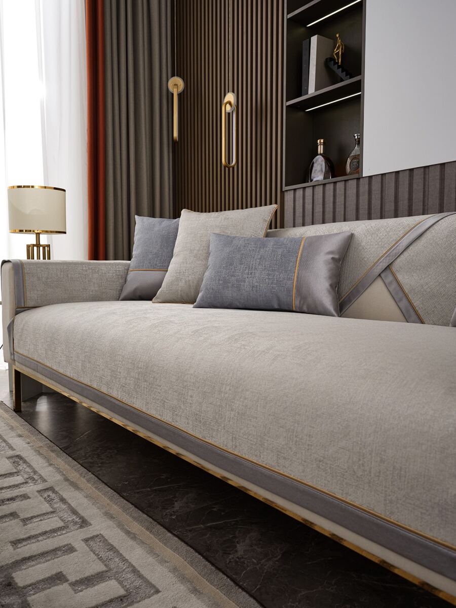 1 Màu Xám Nhạt Bọc Ghế Sofa, Polyester Hiện Đại Thân Thiện Với Thú Cưng Chống Trơn Trượt Chống Bụi Co Giãn Bọc Sofa Cho Gia Đình - Màu Xám nhạt - Xem 1