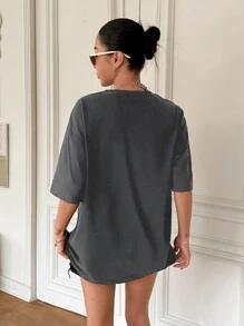 DAZY Áo thun nữ Slogan Giải trí - Màu xám đen - Xem 5