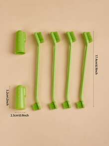 一套宠物口腔护理双头牙刷，指套式牙刷，双头设计，适用于猫、狗和其他宠物，四季皆宜。 - 綠色 - 查看 2