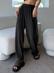 DAZY Damskie Spodnie Prosty Casual - Czarne - Zobacz 2