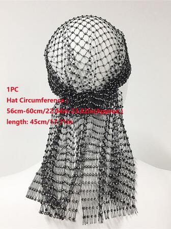 1件装女士水钻装饰镂空时尚帽子，优雅女士装饰发饰，头巾发带，秋冬季度假发带，女士优雅围巾，女士头巾，柔软头巾