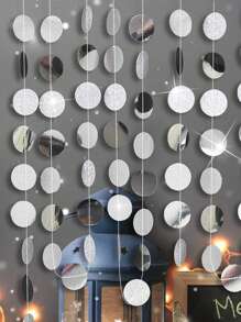 1pc 4M Paper Tassel Curtain, Modern Disc Decor Fringe Rain Curtain For Party,Christmas - Silver - View 1