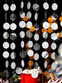 1pc 4M Paper Tassel Curtain, Modern Disc Decor Fringe Rain Curtain For Party,Christmas - Silver - View 2