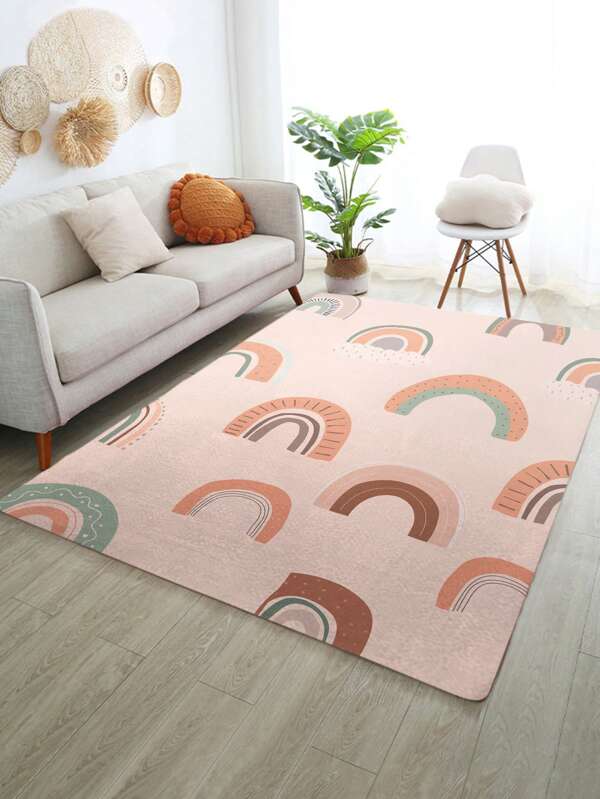ポリエステルラグ1個、モダンなレインボーパターン滑り止めベッドルームラグ、リビングルーム用 SHEIN JAPAN