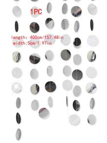 1pc 4M Paper Tassel Curtain, Modern Disc Decor Fringe Rain Curtain For Party,Christmas - Silver - View 3