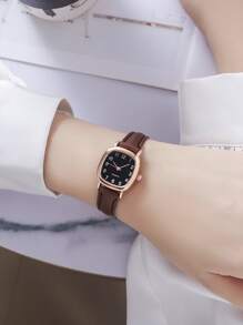 Đồng hồ thạch anh con trỏ vuông - màu đen - Xem 2