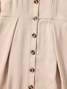 Girls Fold Pleated Button Front Cami Dress - Apricot - View 5