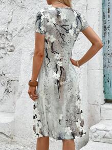 EMERY ROSE Floral Print V Neck Dress - Multicolor - View 2