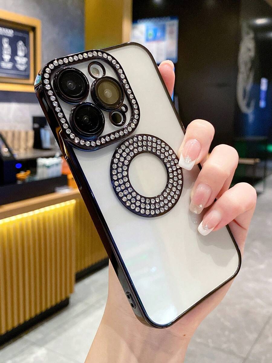 水鑽裝飾磁性透明手機殼