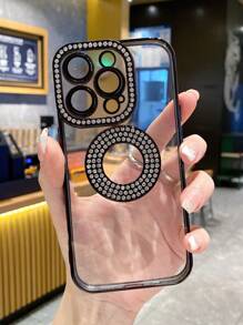 水鑽裝飾磁性透明手機殼 - 黑色 - 查看 3