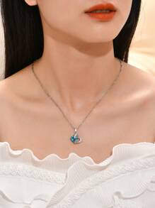 Rhinestone trang trí vòng cổ trái tim quyến rũ - Màu xanh lam - Xem 1