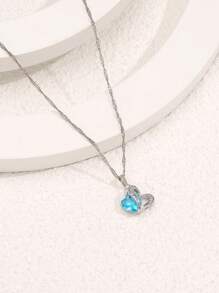 Rhinestone trang trí vòng cổ trái tim quyến rũ - Màu xanh lam - Xem 2