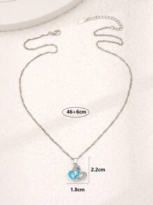 Rhinestone trang trí vòng cổ trái tim quyến rũ - Màu xanh lam - Xem 3