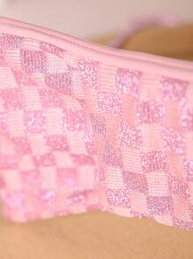 Metoo Tiramitu Girls Crossbody Bag Plaid Pattern Bow Shaped - Pink - View 7