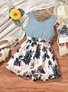 SHEIN Áo liền quần Gái Cắt ra Gân đan Nhiệt đới Boho - Nhiều màu - Xem 2