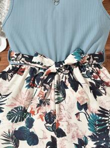 SHEIN Áo liền quần Gái Cắt ra Gân đan Nhiệt đới Boho - Nhiều màu - Xem 4