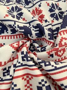 Swim Vcay Allover Print Tassel Trim Beach Blankets - Multicolor - View 5