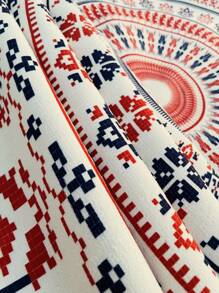 Swim Vcay Allover Print Tassel Trim Beach Blankets - Multicolor - View 6