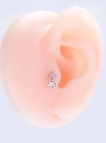 1入組方晶鋯石星形裝飾耳釘 - 銀色 - 查看 1