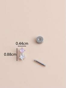 1入組方晶鋯石星形裝飾耳釘 - 銀色 - 查看 3