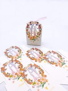 5pcs/set Paper Gift Box, Cottagecore Wreath & Figure Graphic Gift Packaging Box For Party - Multicolor - View 1