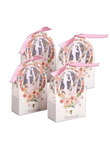 5pcs/set Paper Gift Box, Cottagecore Wreath & Figure Graphic Gift Packaging Box For Party - Multicolor - View 3