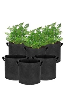 1 túi vải không dệt trồng cây, túi trồng cây màu đen đơn giản cho vườn - màu đen - Xem 1