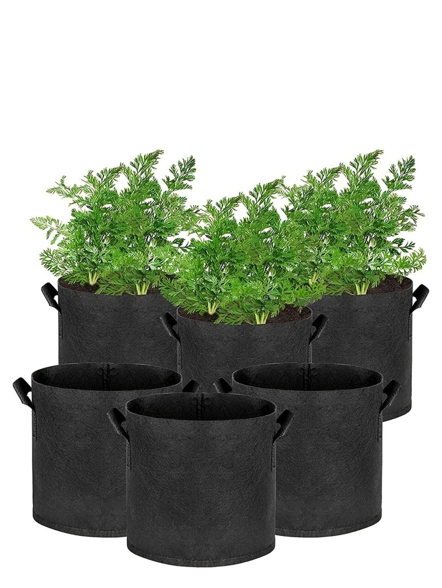 1 túi vải không dệt trồng cây, túi trồng cây màu đen đơn giản cho vườn - màu đen - Xem 1