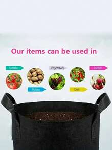 1 túi vải không dệt trồng cây, túi trồng cây màu đen đơn giản cho vườn - màu đen - Xem 5