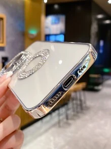 Funda de celular transparente con diseño de diamante de imitación magnético - Plateado - Ver 6