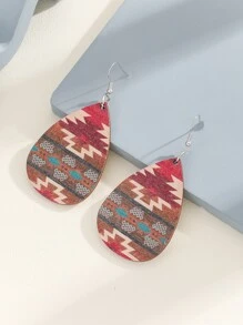 幾何樣式水滴形耳墜 - 彩色 - 查看 2