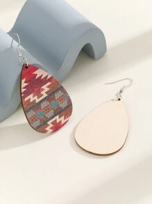 幾何樣式水滴形耳墜 - 彩色 - 查看 3