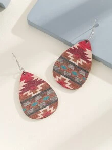 幾何樣式水滴形耳墜 - 彩色 - 查看 4