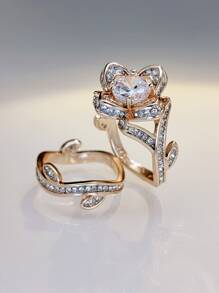 2入組/套水鑽裝飾戒指 - 彩色 - 查看 1