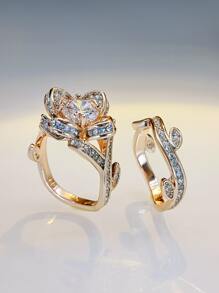 2入組/套水鑽裝飾戒指 - 彩色 - 查看 3