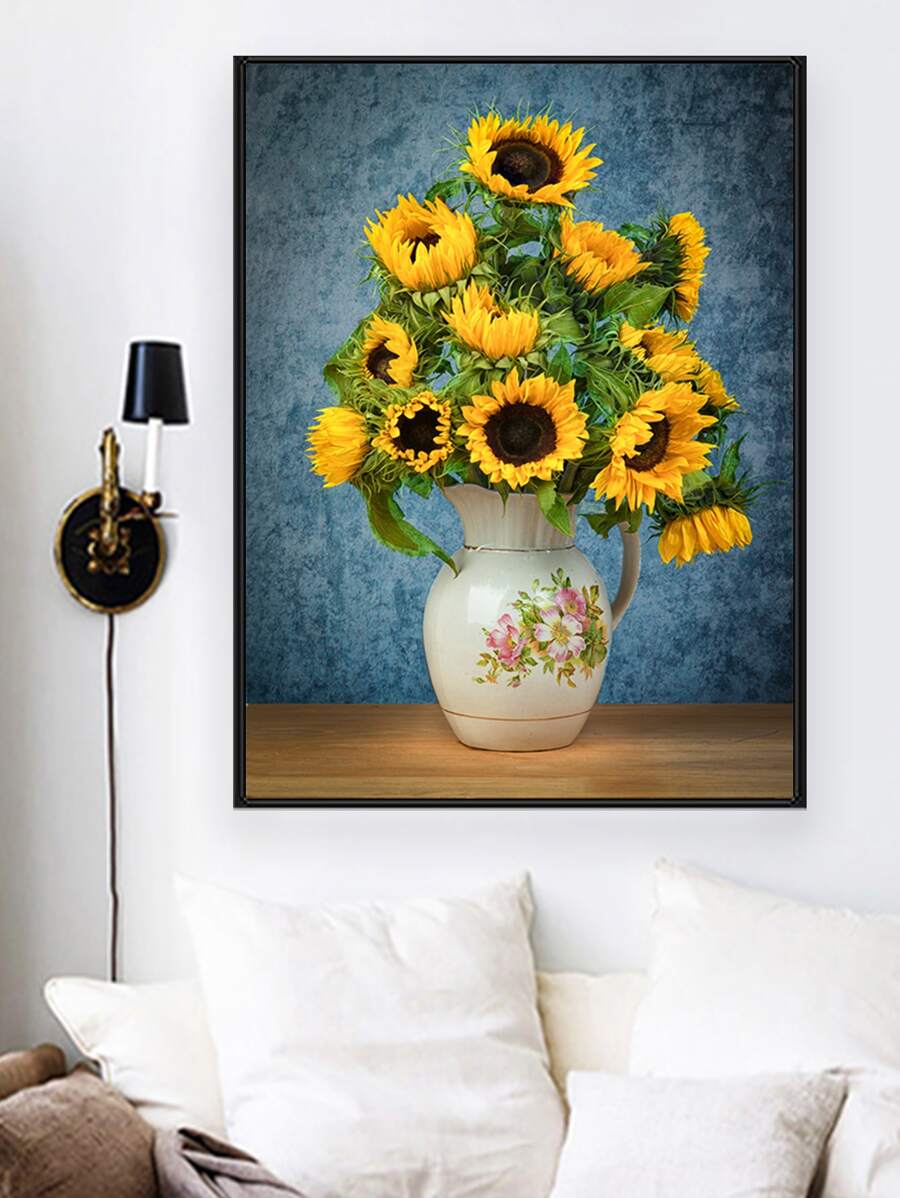 1 set Pintura sin marco diamante DIY con patrón de girasol - Multicolor - Ver 1