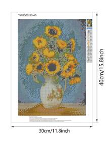 1 set Pintura sin marco diamante DIY con patrón de girasol - Multicolor - Ver 2