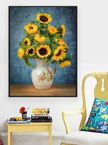 1 set Pintura sin marco diamante DIY con patrón de girasol - Multicolor - Ver 3