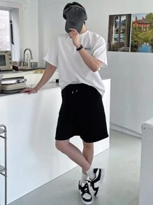 DAZY 男士棉字母圖案T恤 - 白色 - 查看 4