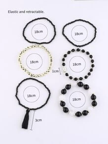 Trang sức kết hợp phong cách nhiều màu, Vòng tay 1 bộ / 6 chiếc - Nhiều màu - Xem 4