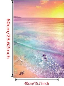 Pintura de diamantes de bricolaje sin marco con estampado de playa - Multicolor - Ver 2