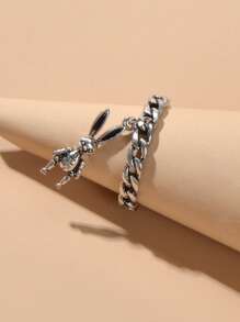 兔子裝飾圓環 - 銀色 - 查看 3