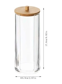 1pc Clear Facial Pad Storage Jar,For Holiday Beach, Bathroom Collection, Bedroom Collection, Large Capacity - Clear - View 3