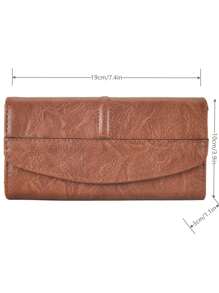 Ví cầm tay màu nâu cổ điển mỏng gấp gọn thời trang cổ điển dành cho nhân viên văn phòng nữ đi làm đi học đi làm đi làm văn phòng kỷ niệm ngày cưới làm quà tặng sinh nhật cho ngày lễ tình nhân quà tặng cho phụ nữ ví ví dài - màu nâu - Xem 3