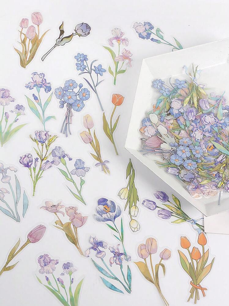 40 piezas Pegatina con patrón de flor pegatinas papelería manualidades libro de sticker estikers - Multicolor - Añade 1
