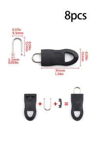 8pcs Plastic Zipper Pull - Black - View 3